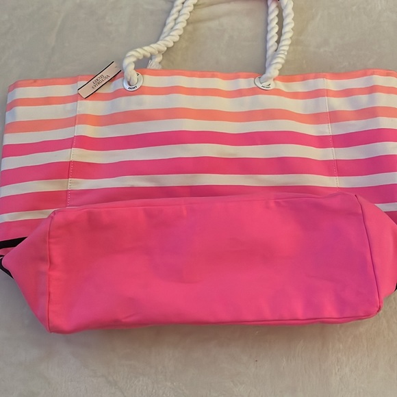 NWT Victoria’s Secret Canvas Pink Stripes Tote Bag - Picture 9 of 13